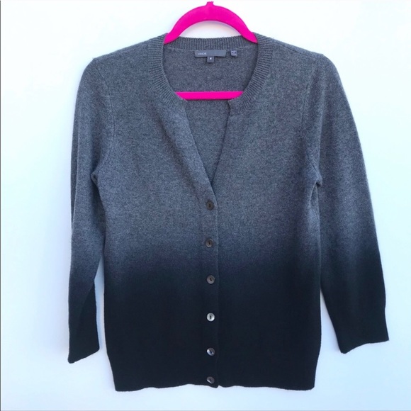 Vince Sweaters - VINCE Gray & Black Ombre Cashmere Cardigan
